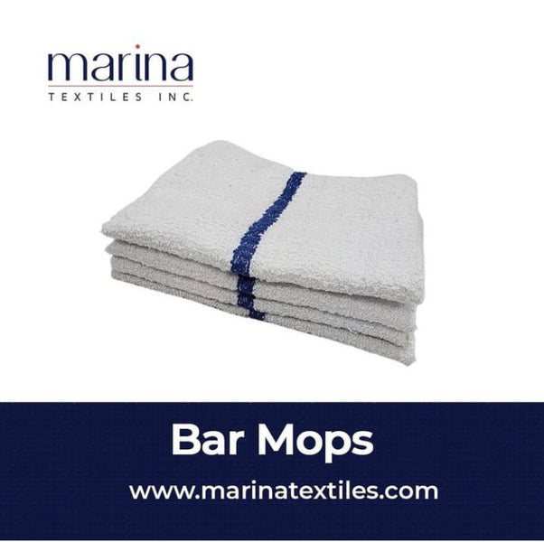 BAR MOPS WHITE WITH BLUE CENTRE STRIPES